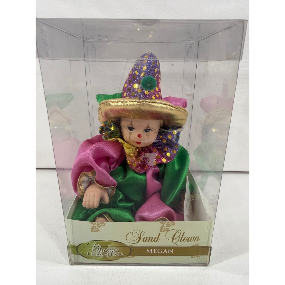 Classic Treasures Sand Clown Megan Porcelain Doll Multi-Color Jester TCCLN309
